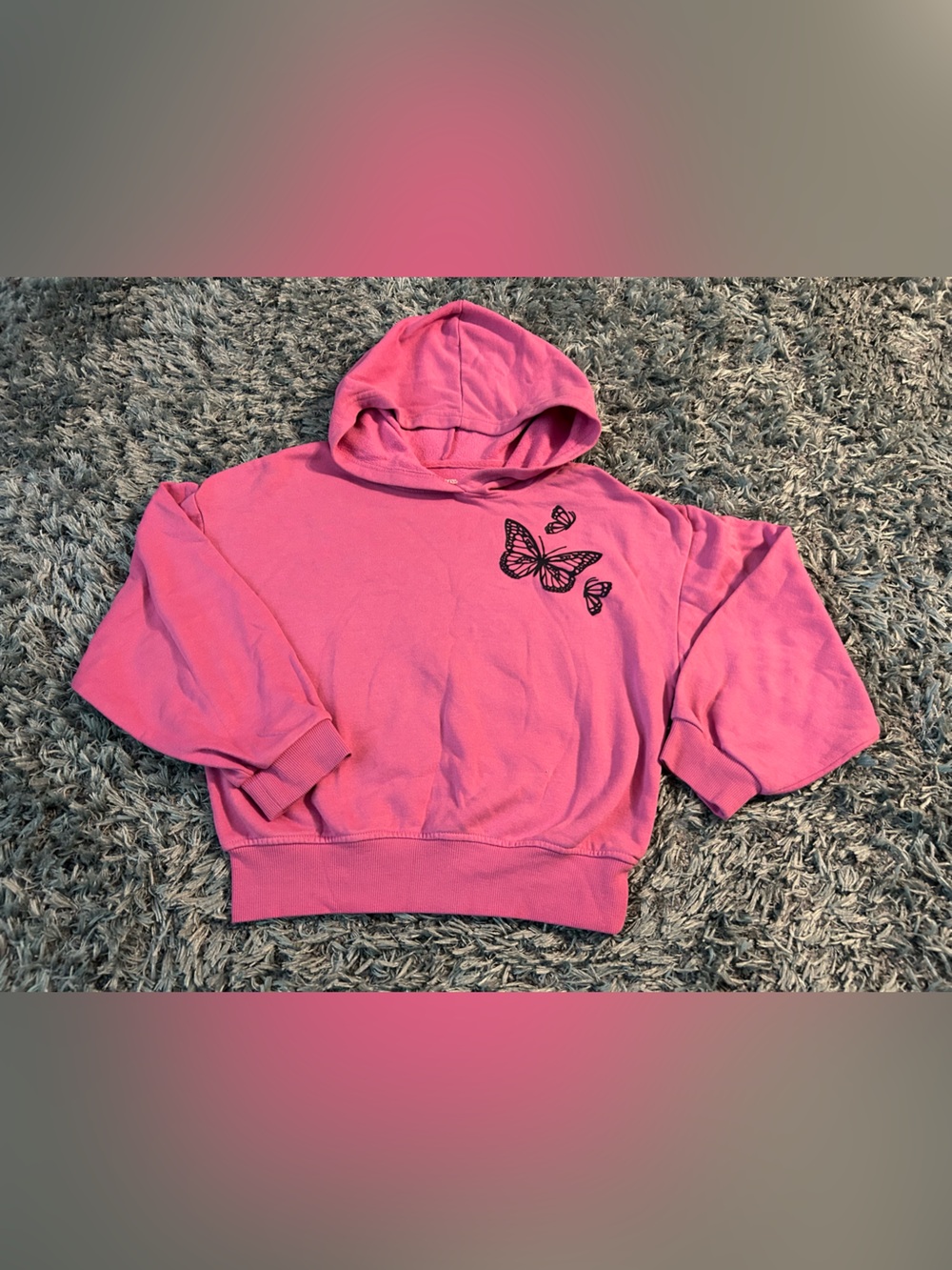 George Pink Butterfly Pullover Hoodie